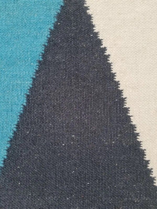 Vintage Handmade Traditional Geometric Black Beige Kilim Rug Carpet 6.4x4.6ft gallery