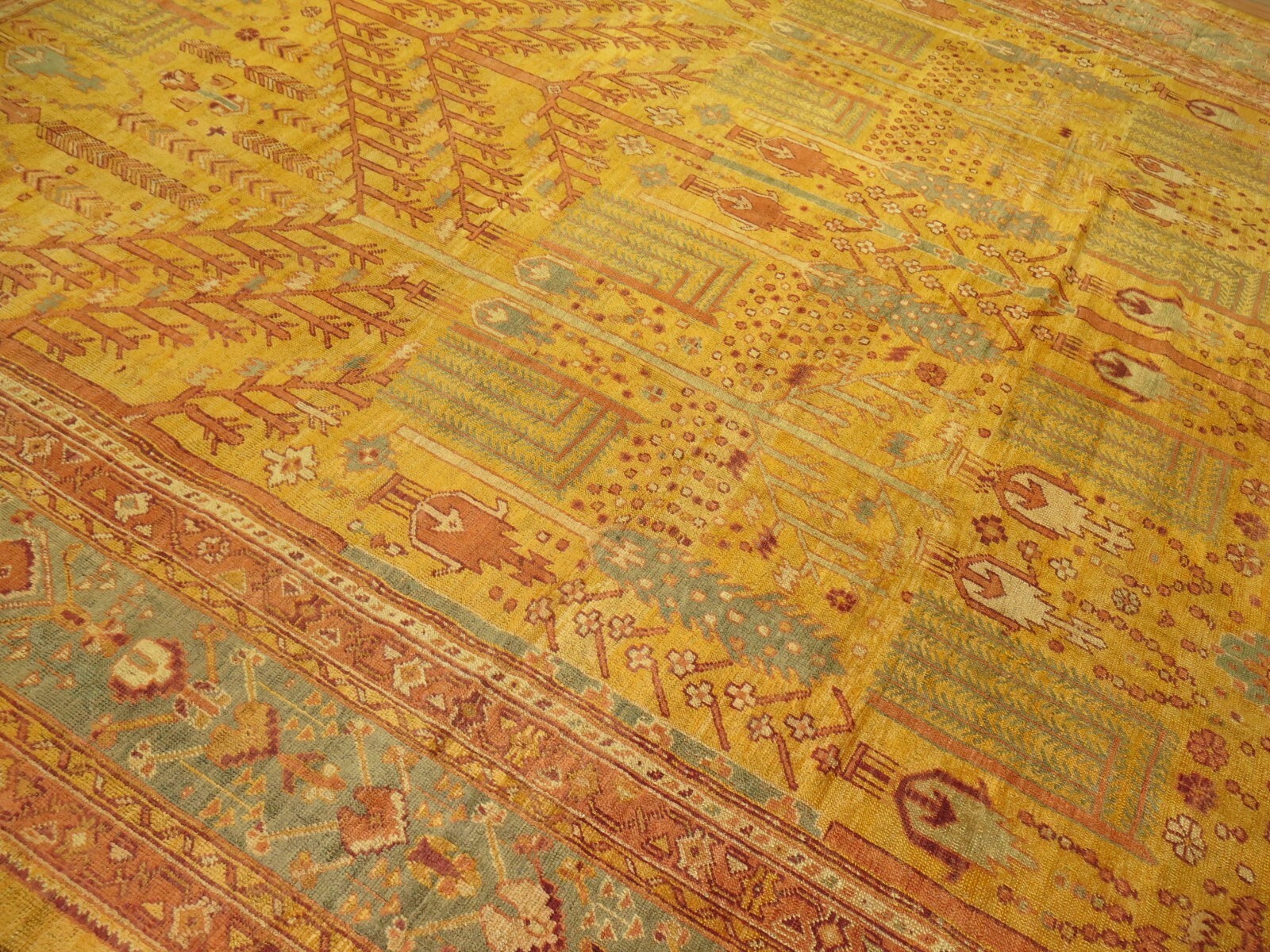 Antique WIllow Tree Turkish Oushak Ushak Rug Size 13'2''x17'3'' gallery