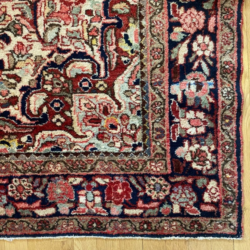 Vintage Rug 4' 11 x 6' 8 White Hand Knotted Farmhouse Floral Oriental Rug gallery