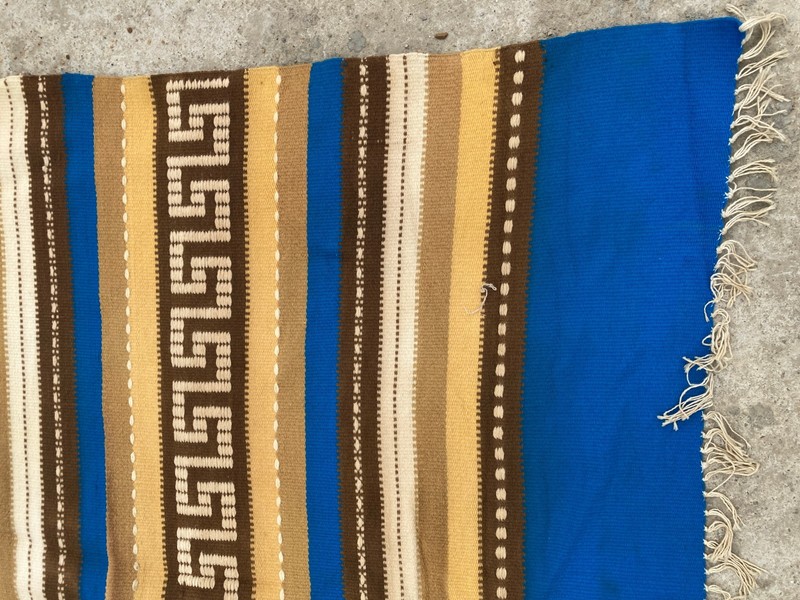 Vintage Handmade Turkish Greek Key Striped Style Wool Kilim Rug 194x116 cm gallery