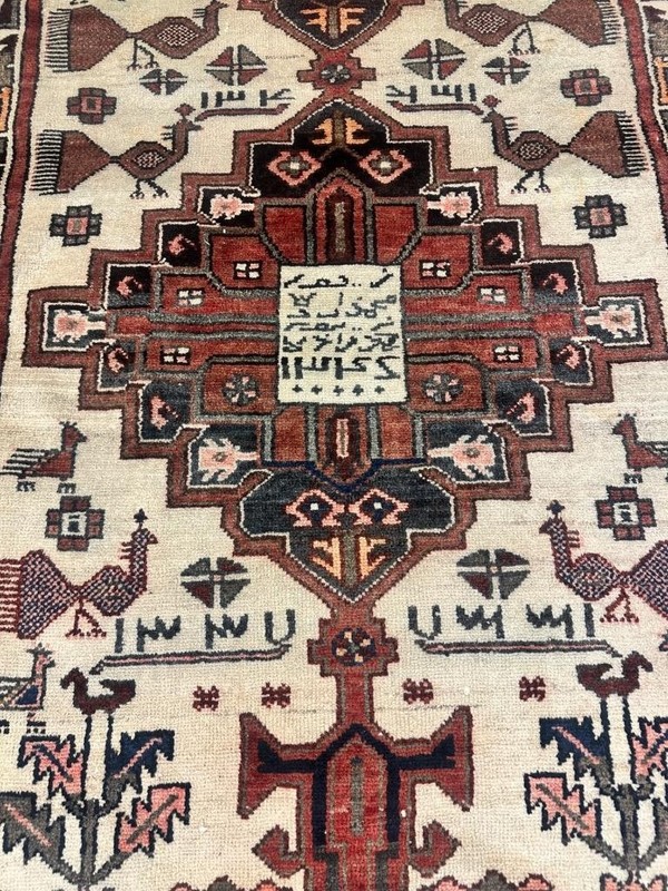 RARE Signed Dated Vintage Handmade Oriental Wool Runner Rug 3'6 x 9'2 Pictorial gallery