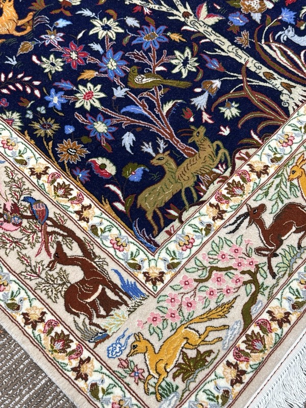 Signed Sarafian Tree of Life Rug 4.2x6.6 Ft Silk & Wool on Silk Handmade Carpet gallery
