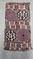 Antique Rug Shahsavan Kilim / Rug 21 × 42 geometric design Worn