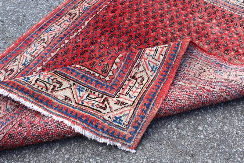 Geometric Floral Pattern Turkish 3' 8" x 5' 1" Orange Hand Knotted Area rug gallery