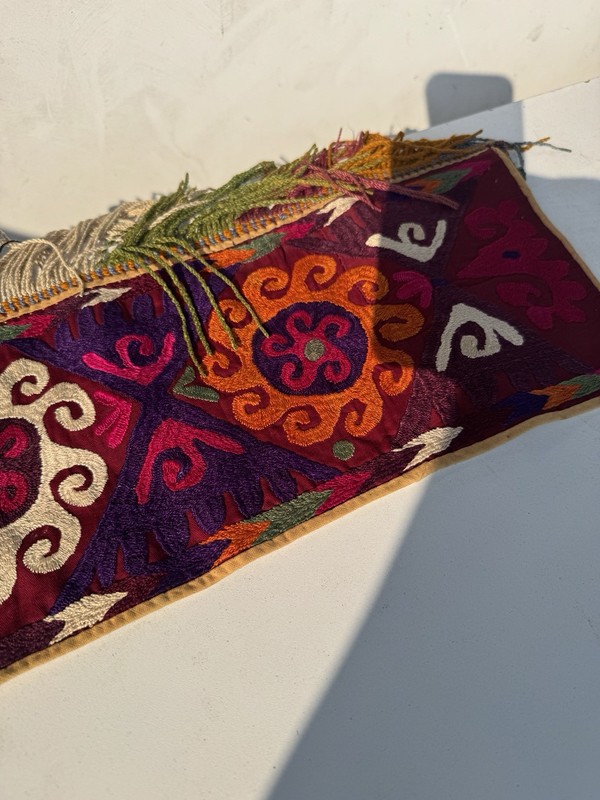 Antique Uzbeki Suzani Rug | Hand Woven Kilim Rug | Boho Home Decor Rug | gallery