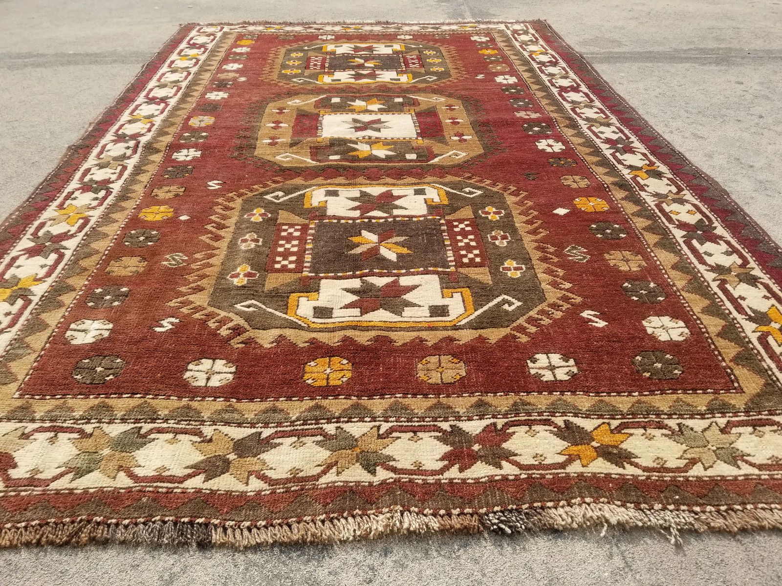 Vintage Distressed Hand Made Traditional Oriental Wool Brown Rug 217x143cm gallery