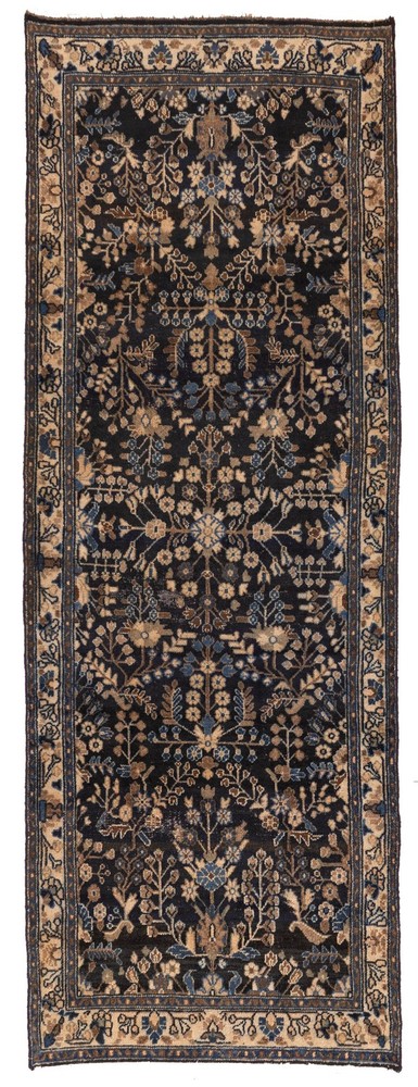 Vintage Hand-knotted Runner Rug 3'8" x 10'2" Traditional Oriental Wool Carpet