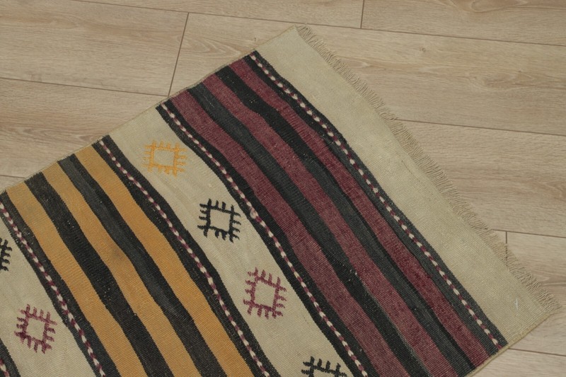 Cappadocia Ethnic Kilim Runner Rug Tribal Hand Knotted Striped Carpet 2x11ft gallery