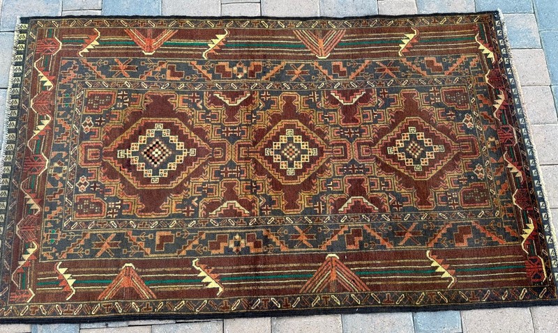 Fine Quality New Handmade Pakistani Geometric Accent Rug, Rustic Colors, 4x6 gallery