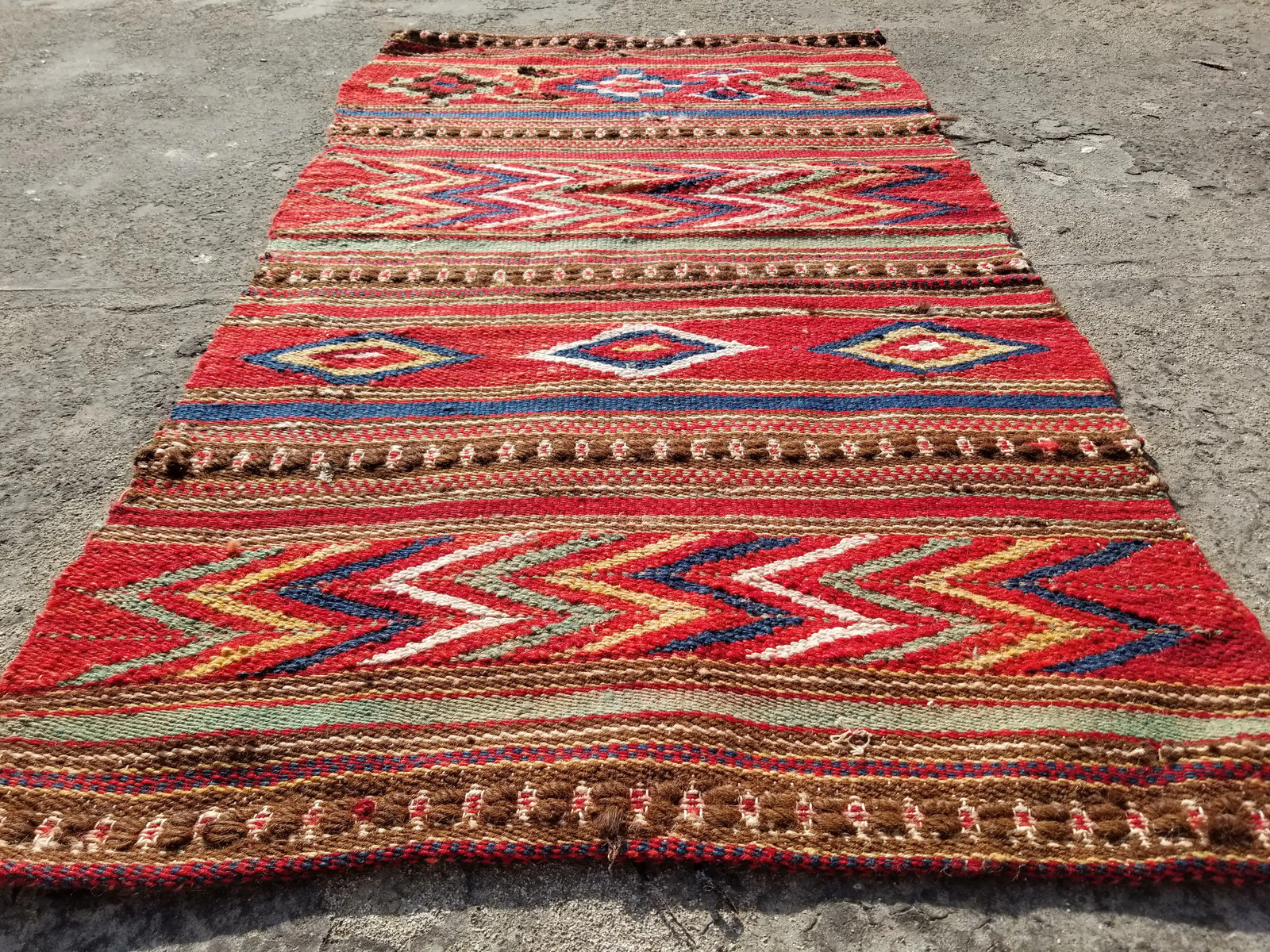 Vintage Traditional Handmade Tunisian Wool Multicolor Kilim 117x60cm gallery