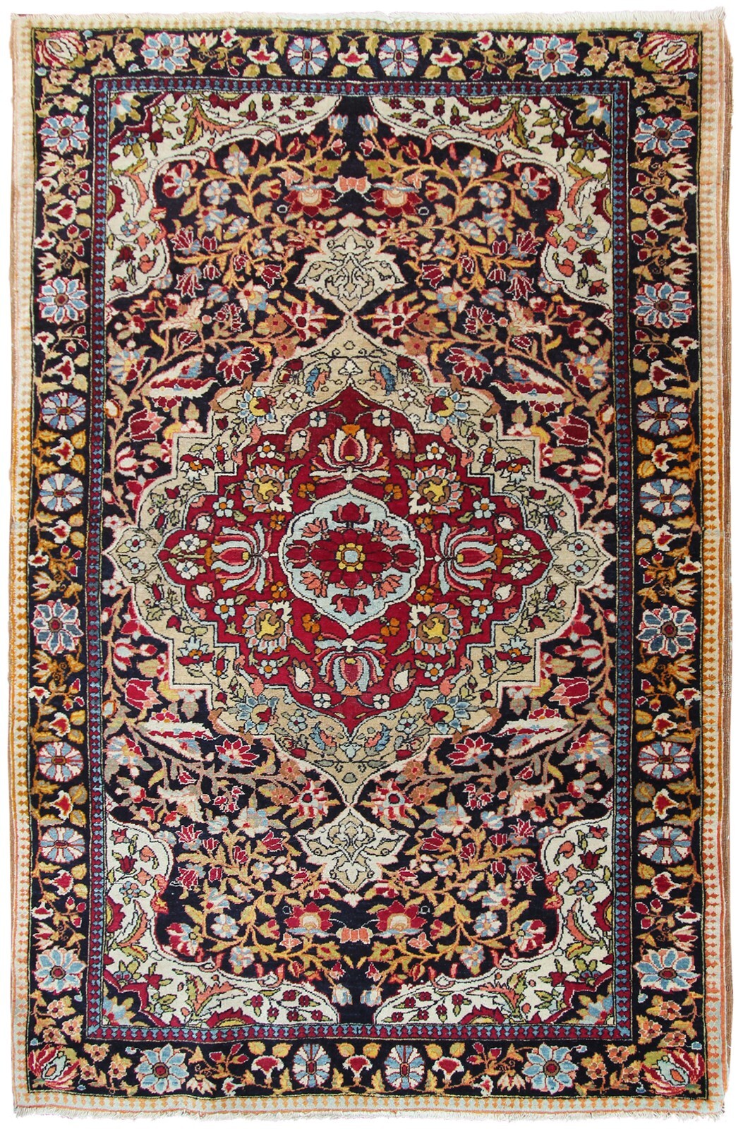 4x5 Fine Quality Antique Handmade Traditional Area Rug Black 107cm x 153cm gallery
