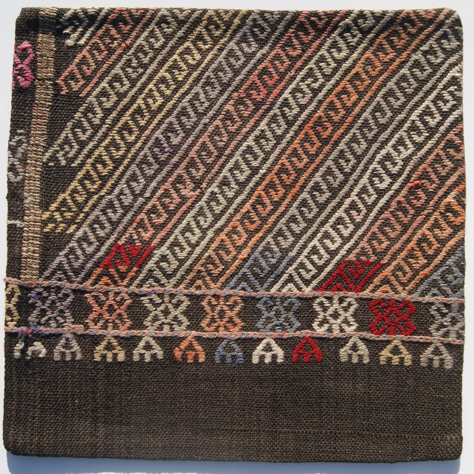 1. Vintage Handwoven Kilim Pillow Ethnic Pattern Decorative Cushion 20"x20" gallery