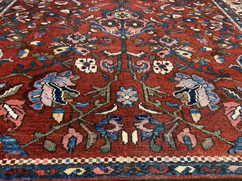 1920 Antique Hand Knotted Vintage Village Floral Area Rug Vegetable Dye 4’x6’4 gallery