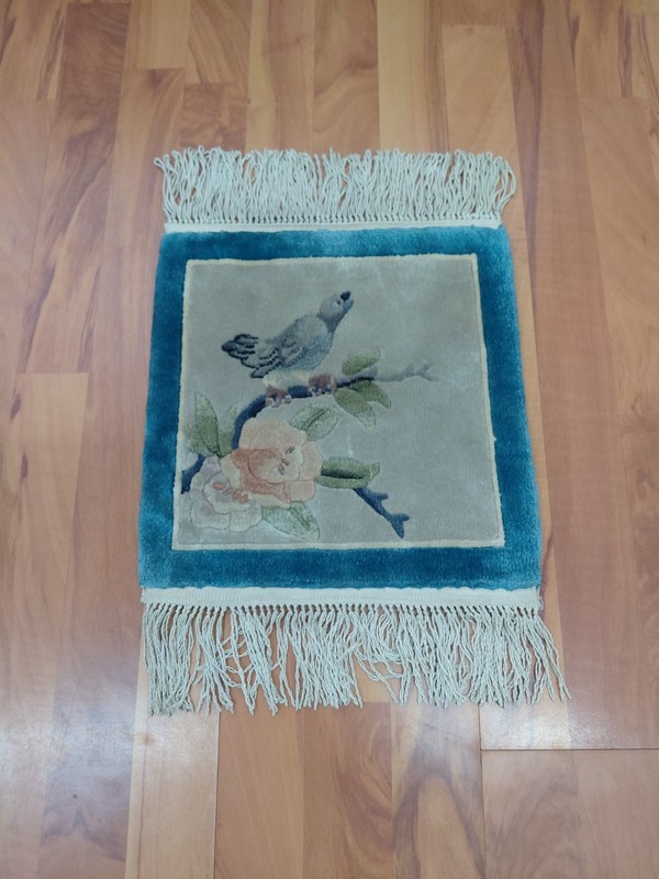 İnterior Design Bird Motif Rug Hand Knotted Bamboo Silk Rug Table RUG gallery