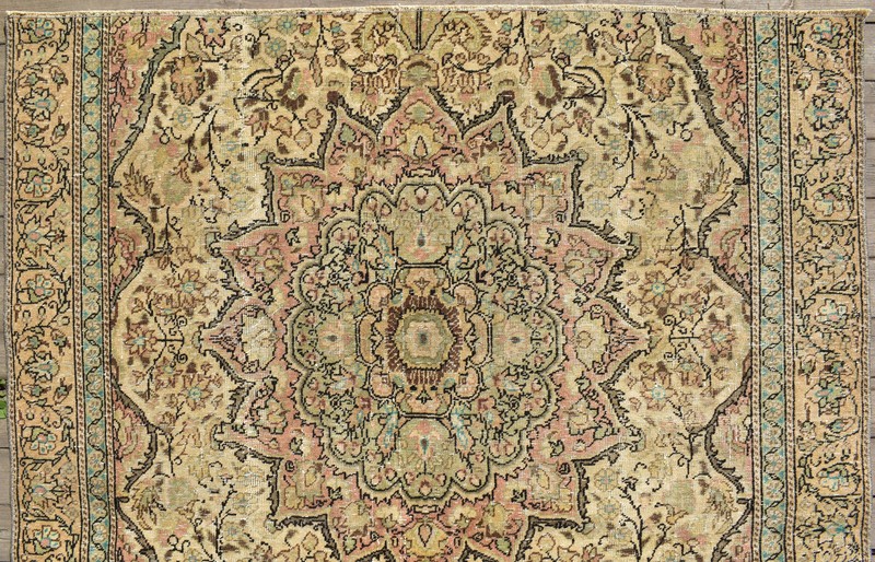 Turkish Rug 64''x55'' Bunyan Carpet Vintage 165x140cm Floral Decor Rug 5x4 gallery
