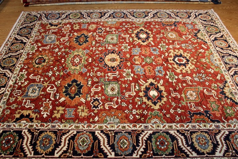 Top Quality 8X10 Handmade Oriental rug, MAHAL Design RUST blue vegetable dye gallery