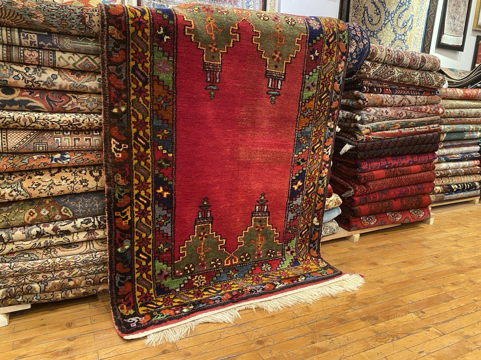 Antique 1900-1939s Exclusive Turkish Wool Pile Carpet 3’8”x5’4” gallery