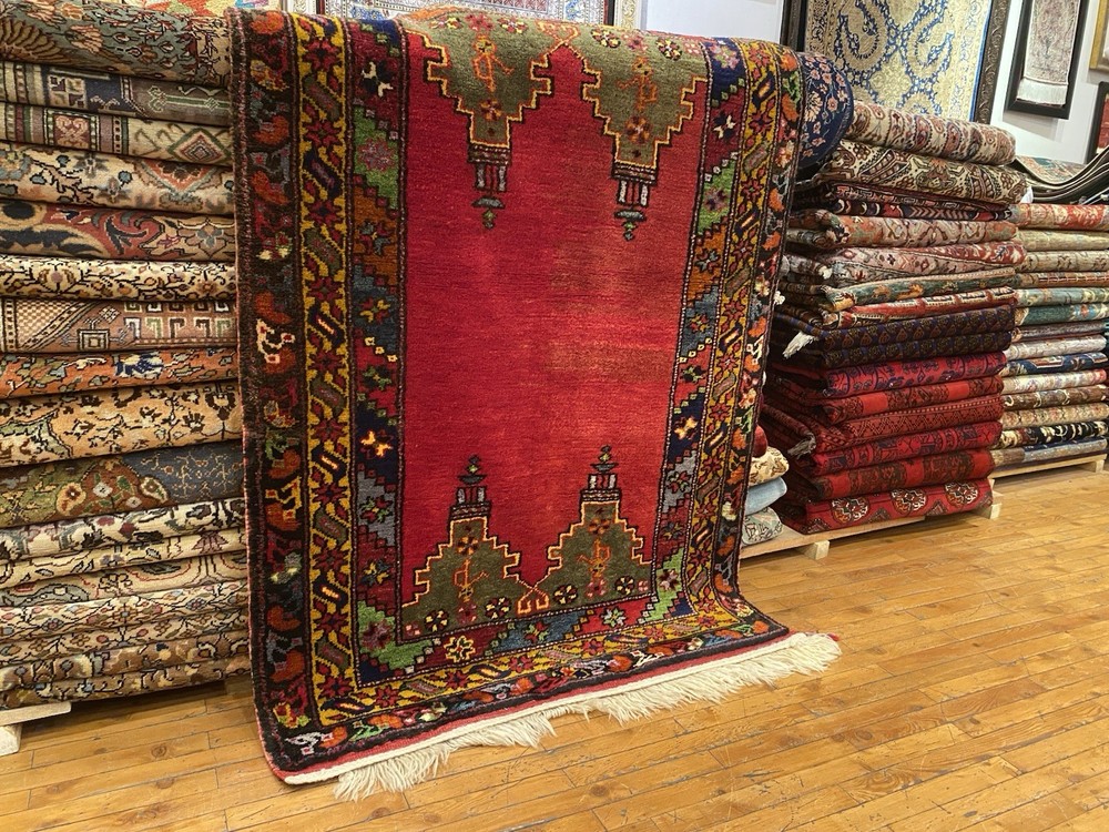 Antique 1900-1939s Exclusive Turkish Wool Pile Carpet 3’8”x5’4”