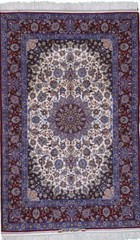 4 X 6 Authentic Isfahann Area Rug Oriental Knotted Wool & Silk Pile A+