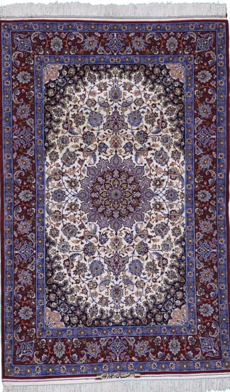 4 X 6 Authentic Isfahann Area Rug Oriental Knotted Wool & Silk Pile A+ gallery