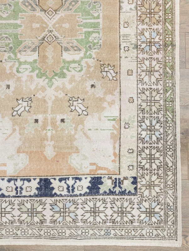 Hand-Knotted Vintage Tribal Faded Wool Rug 4.7x7.2 ft Oushak Turkish Area Carpet gallery