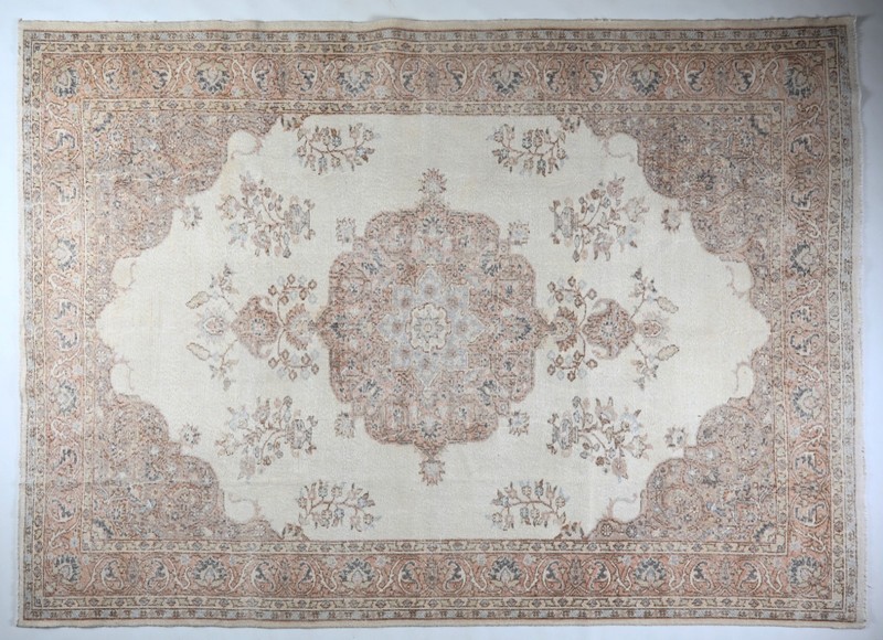Handmade Vintage Turkish Rug Beige Oushak Carpet Wool Area Rug Bohemian Decor gallery