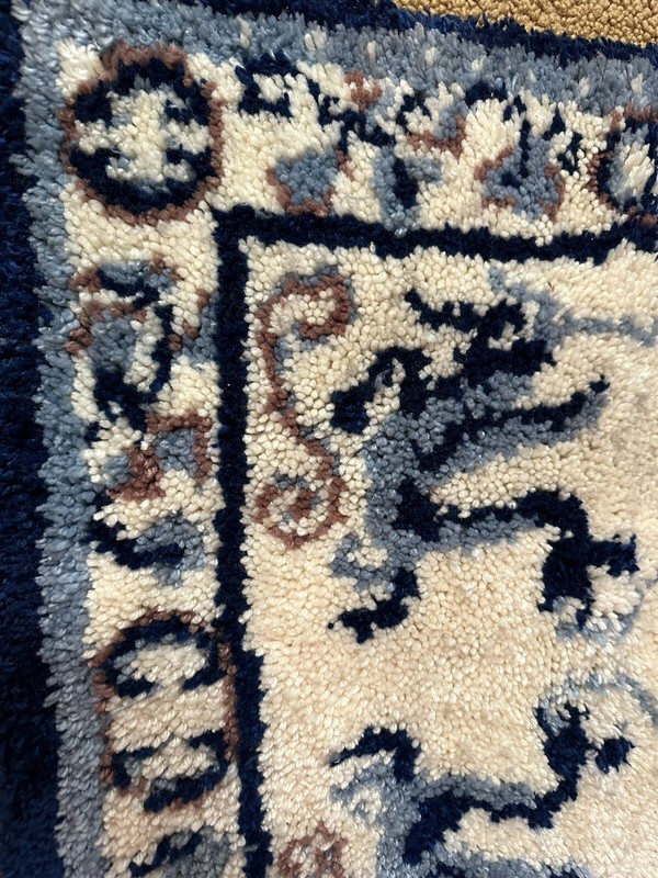 Vintage Hand Made/Hooked Oriental Theme (Dragons) Rug/Hanging 30X42 gallery