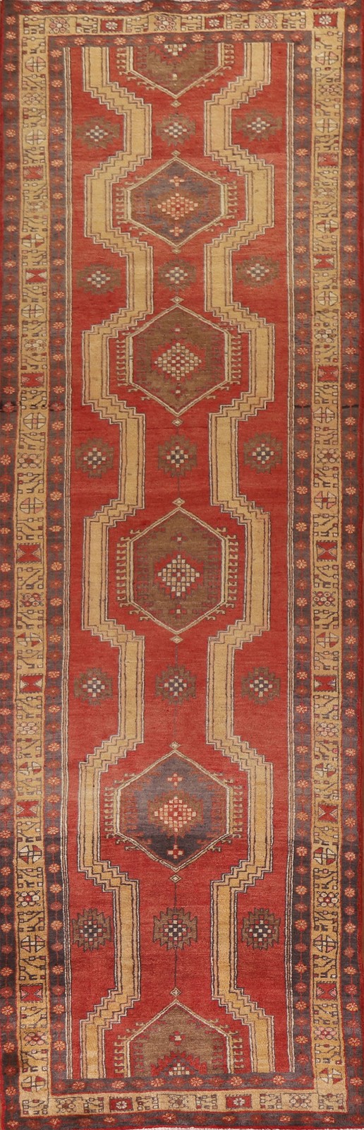 Vegetable Dye Hand-made Runner Rug 3x12 Tribal Traditional Hallway Wool Carpet gallery