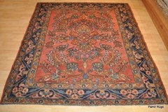 ANTIQUE 5′ 5″ x 6′ Lilihan SaroOk design CIRCA 1920’S SALMON COLOR SAROUK DESIGN