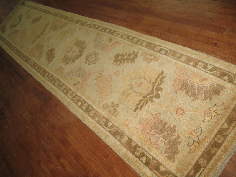 Modern Unique Turkish Oushak Ushak Rug Runner 3'1''x15'2'' gallery
