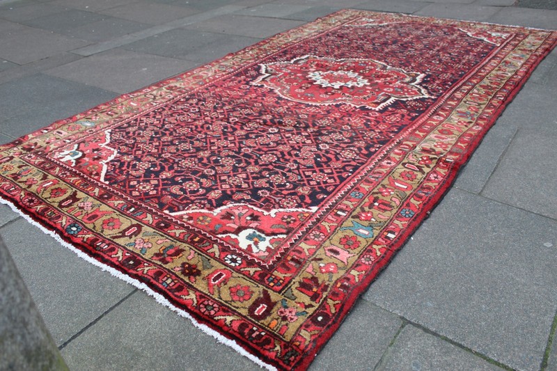 Vintage Hand Made Traditional Oriental Wool Black Red Large Long Rug 312x166cm gallery
