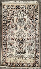 Indian Kashmiri Silk Rug 3×5, Fine 195 KPSI, Hand Knotted
