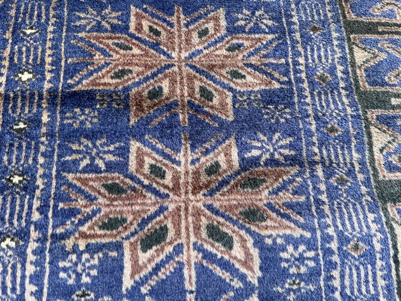 Vintage Afghan Runner Rug 1'10 x 9'7 – Hand Knotted Tribal Wool Blue Hallway Rug gallery
