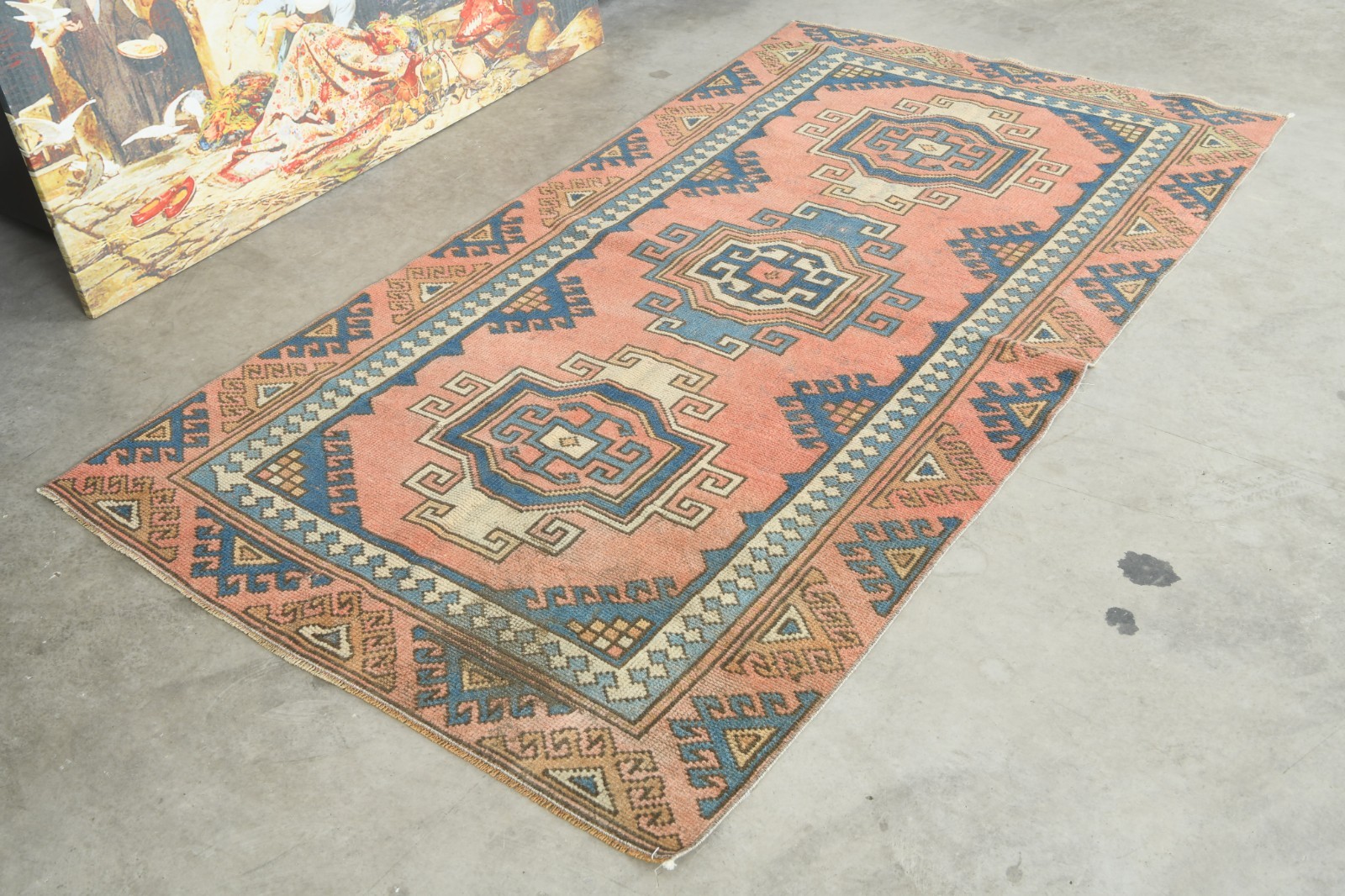 3x6 Turkish Antique Rug Anatolian Hand-Knotted Vintage Oushak Small Carpet,1241 gallery