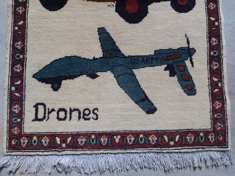 war rug Large Afghan Rug 122x77 CM Drones #36 gallery