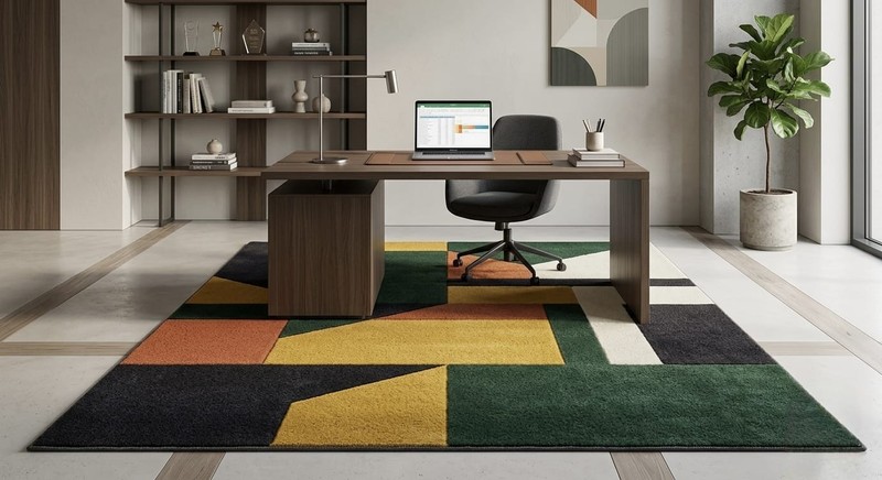 Modern Geometric Area Rug | Luxury Soft Carpet | Living Room Bedroom Floor Mat | gallery