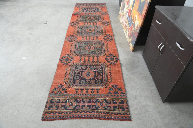 3x11 turkish area runner rug, hand-knotted vintage oushak rug, boho decor, 06 gallery