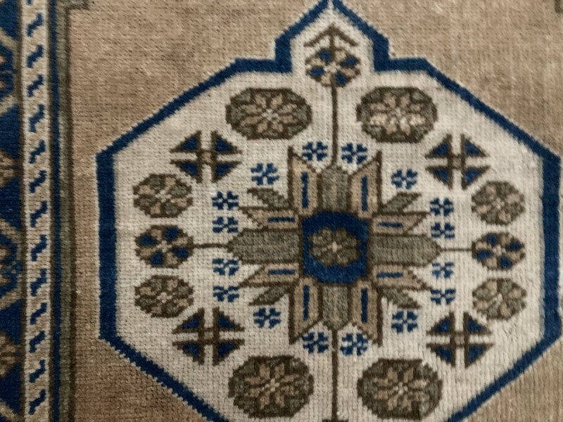 Small Brown rug, Turkish rug, Vintage rug, Handmade rug, Doormat, 1.3 x 3.9 ft gallery