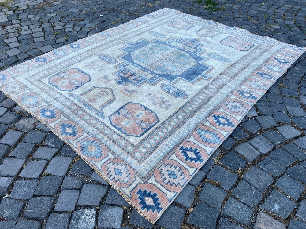 Turkish rug, Vintage rug, Large rug, Wool rug, Handmade rug, Carpet,5,3 x 7,1 ft