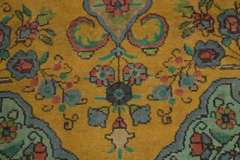 Traditional Wool Hand-knotted Room Size Rug Gold Over-Dyed Vintage Carpet 7x10 gallery