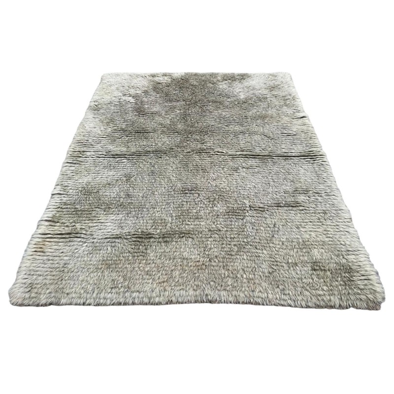 Vintage Swedish Mid Century Rya Rug Scandinavian Wool Flokati Carpet 3'7x4'7 ft gallery