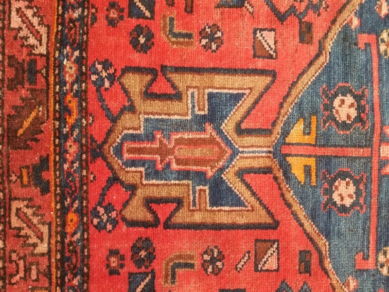 Vintage Traditional Handmade Karajeh Wool Multicolor Rug 198x115cm gallery