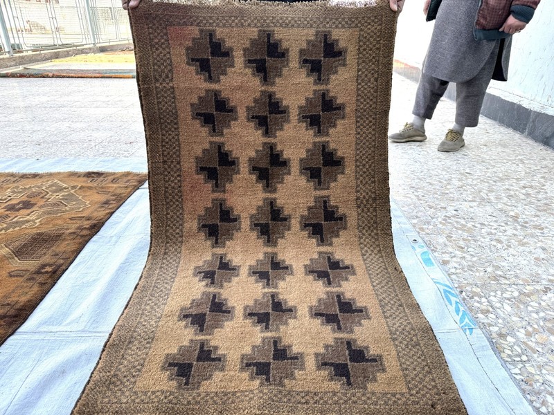 1930s Terracotta Afghan Baluchi Muted Rug 3x5 Antique Faded Geometric Old Carpet gallery
