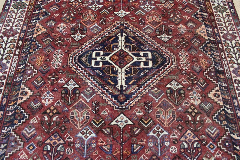 ANTIQUE HAND KNOTTED QASHQAI WOOL RUG NOMAD RUG ORIENTAL TRIBAL RUG 245 X 158 CM gallery