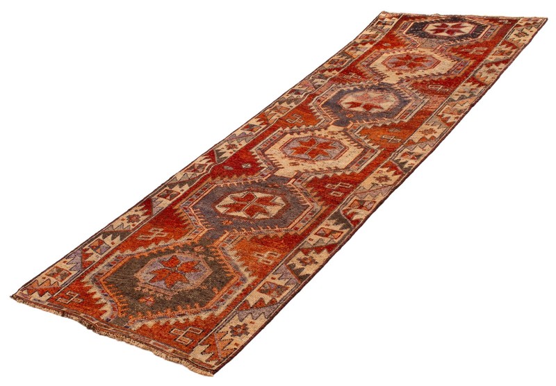 Vintage Hand-knotted Runner Rug 3'11" x 12'4" Traditional Oriental Wool Carpet gallery