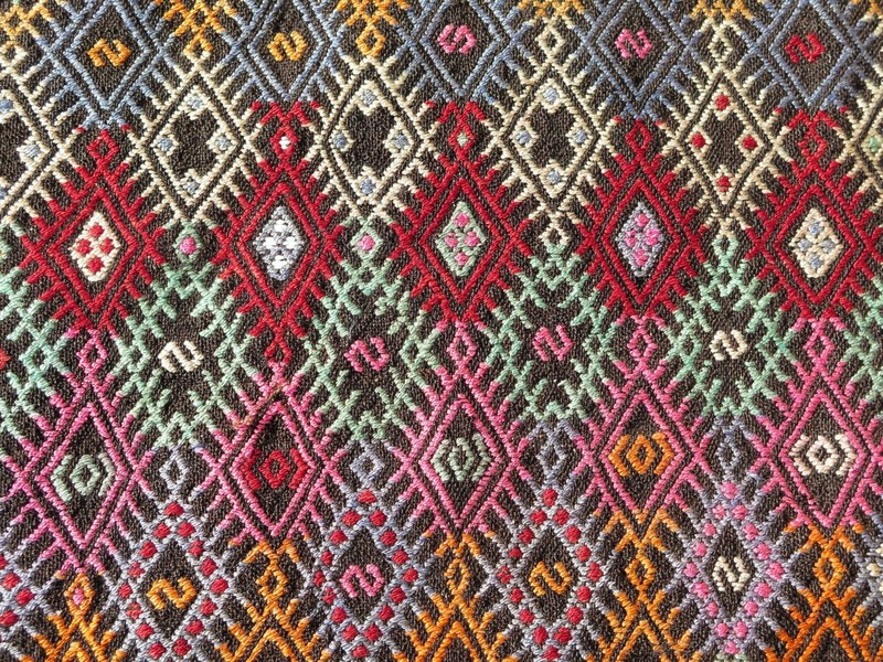 Multicolor Vintage Runner Kilim Wide Large Rug, Turkish Handwoven Kelim 42"x126" gallery