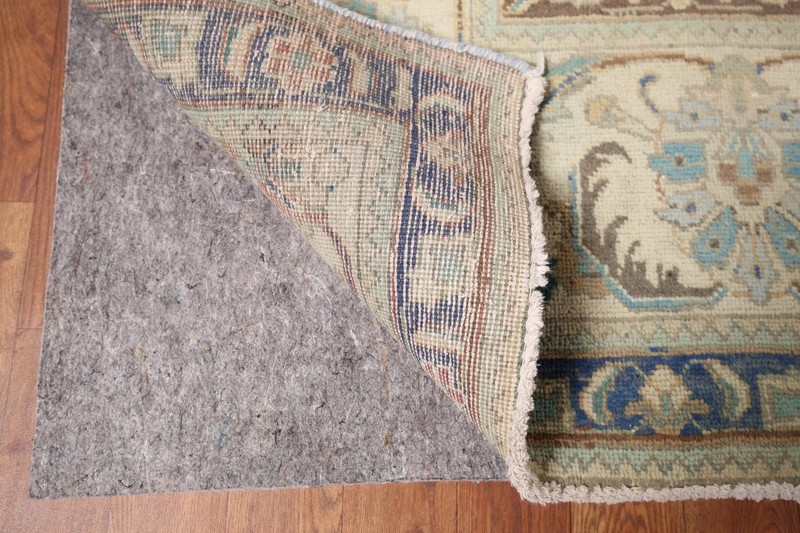 Vintage Muted Traditional Handmade Floral Tebriz Living Room Area Rug 9x12 gallery