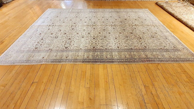 Rare Antique 1940-1950's Distressed Wool Pile Muted Dye Oushak Area Rug 7x10ft gallery