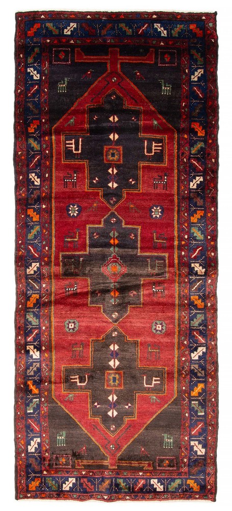 Vintage 3'7" x 9'0" Traditional Hand Knotted Vegetable Dye Wool Area Rug