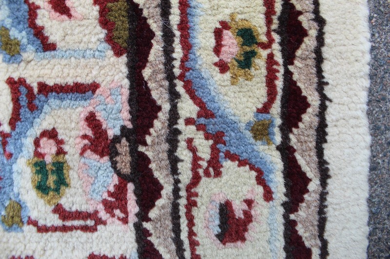 Vintage Hand Made Traditional Oriental Wool White Red Long Runner 228x71cm gallery